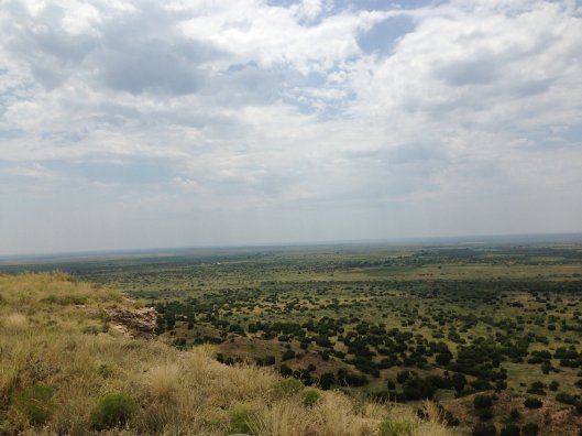 160 feet above the rolling plains