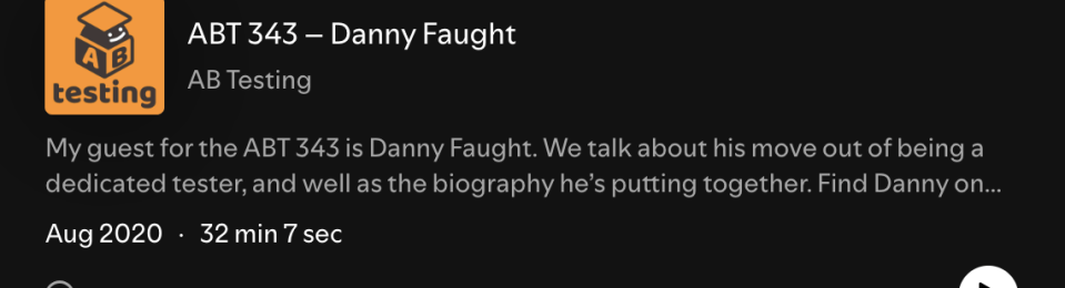 Screen shot of the 343 episode on the Spotify app